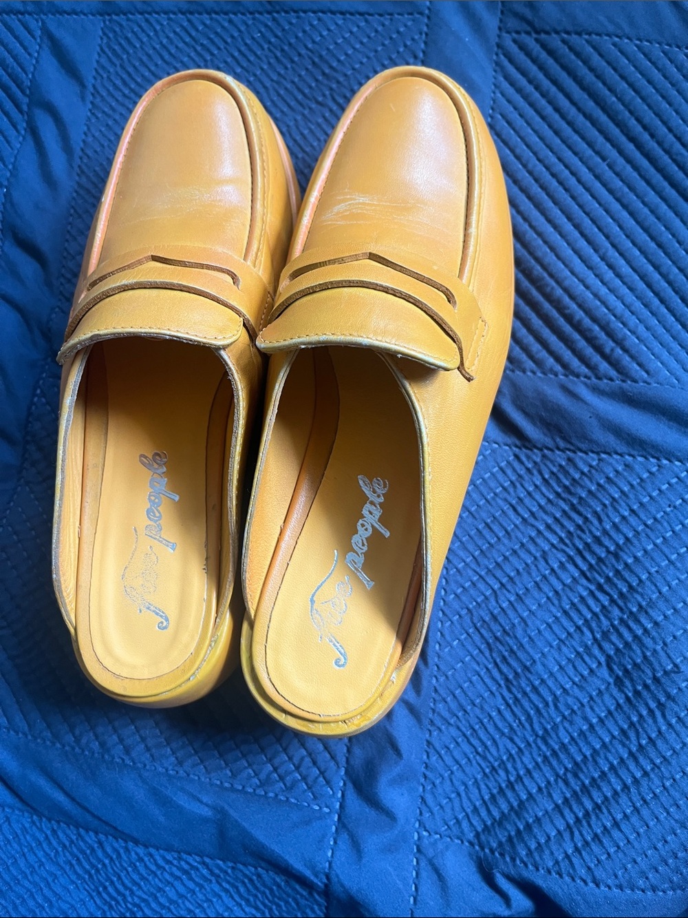 Free People Winston Platform Loafer Mules Mustard - Picture 4 of 7